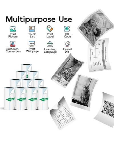 HERSAUL 57mm x 25mm Mini Printer Sticker Paper 10 Count
