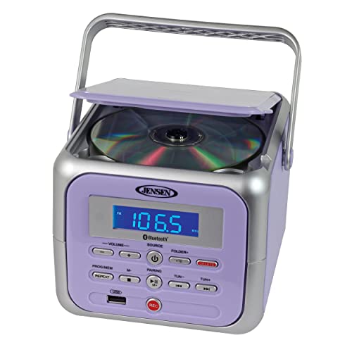Jensen CD-660 120W Stereo Portable CD Player with Bluetooth Audio Connectivity (Lilac Purple)