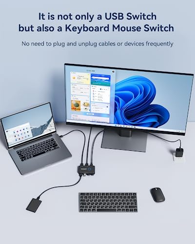 ABLEWE USB 3.0 Switch 4-Port KVM Switch Selector for Dual PC Access