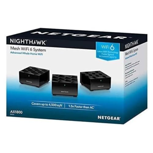 NETGEAR MK63-100NAR 3-Pack Wi-Fi 6 Dual-Band Whole Home Mesh System 1800 Mbps