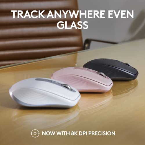 Logitech MX Anywhere 3S Compact Wireless Mouse, 8000 DPI, Bluetooth, USB-C, Graphite