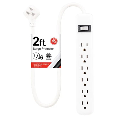 GE 6-Outlet Surge Protector Power Strip, 450 Joules, 125 Volts, 15 Amps, Model 33656
