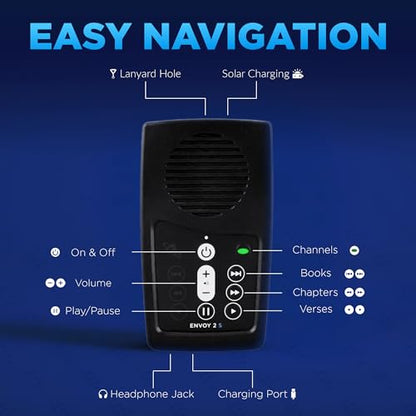 MEGAVOICE 1.77" NIVA-Solar MP3 Audio Bible, 4GB Storage, USB Connectivity, Audio Playback