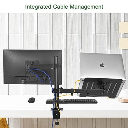 UPGRAVITY 13-27 Inch Laptop and Monitor Mount, 17.6lbs Capacity, Adjustable Gimbal Tabletop Stand, VESA 75/100mm