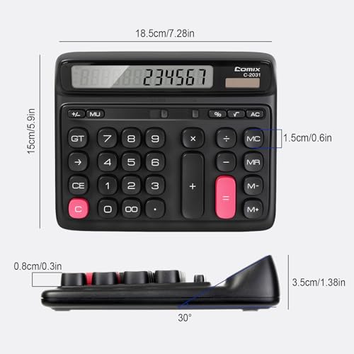 Comix 7.28" x 5.9" A-WM-C-2031BK LCD Standard Function Calculator
