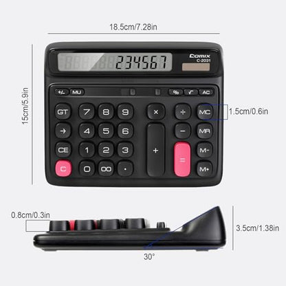 Comix 7.28" x 5.9" A-WM-C-2031BK LCD Standard Function Calculator