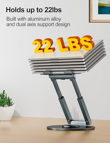 Tounee 1 Count LS07 EXPRO Sit to Stand Adjustable Laptop Stand with 360 Degree Rotation - Gray