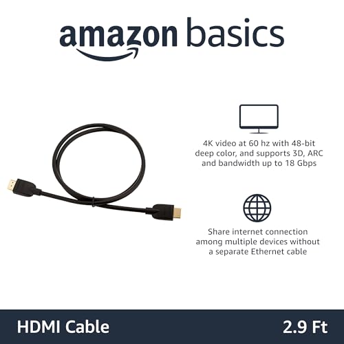 Amazon Basics 3FT HDMI Male-to-Male Cable, 18Gbps, 60Hz, Black