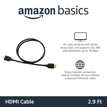 Amazon Basics 3FT HDMI Male-to-Male Cable, 18Gbps, 60Hz, Black