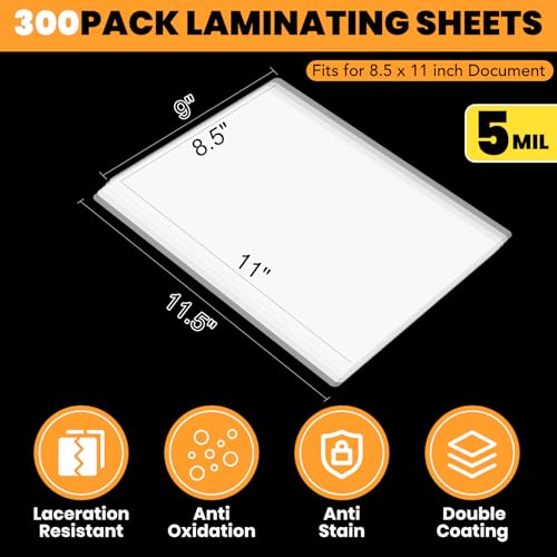 HORHIZA 300 Count Laminating Pouches 9 x 11.5 Inches Clear Thermal Office Supplies