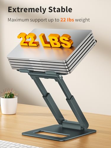 Tounee LS07 Telescopic Laptop Stand Adjustable Height 10 to 17 Inches Gray Desktop Stand