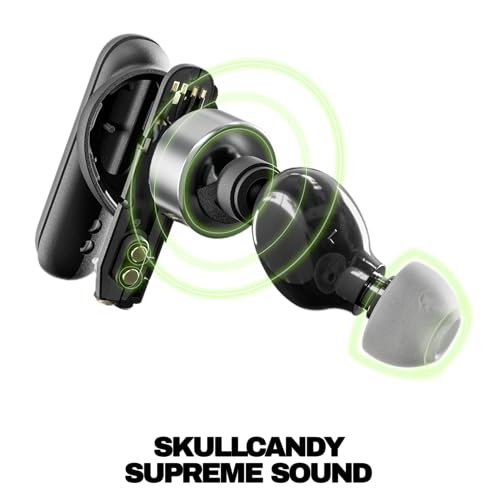 Skullcandy True Black S2TAW-R740 Wireless Earbuds, Bluetooth 5.0, Noise Isolation, 20 Hours Battery Life, IPX4 Water Resistance