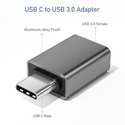 Basesailor USB-C to USB-A Adapter Pack 3R USBC Male to A Female 3.0