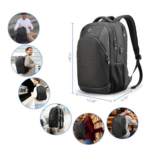 Swissdigital 16 Inch SD1670-01 Travel Laptop Backpack Water Resistant RFID Blocking USB Charging