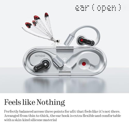 Nothing B182 Wireless Bluetooth 5.3 Open Ear Headphones IP54 Adaptive Noise Cancellation 30Hz-20kHz