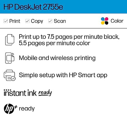 HP DeskJet 2755e Inkjet Printer 1200 DPI  Color Printing  All-in-One