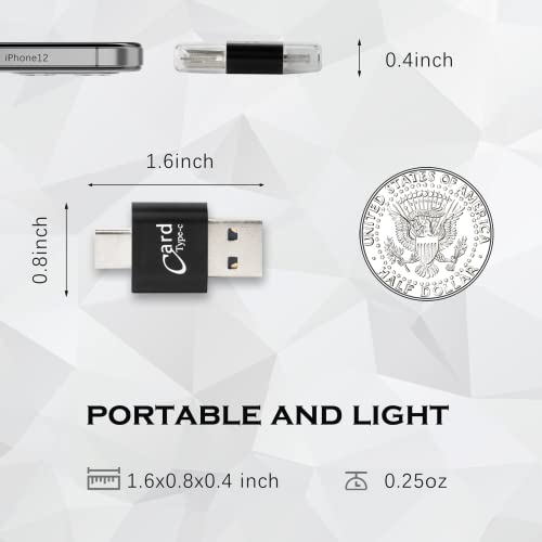 Wansurs 2 Pack USB 2.0 MicroSD Card Reader USB Type-C Adapter Compact Card Reader