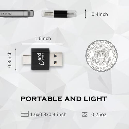 Wansurs 2 Pack USB 2.0 MicroSD Card Reader USB Type-C Adapter Compact Card Reader