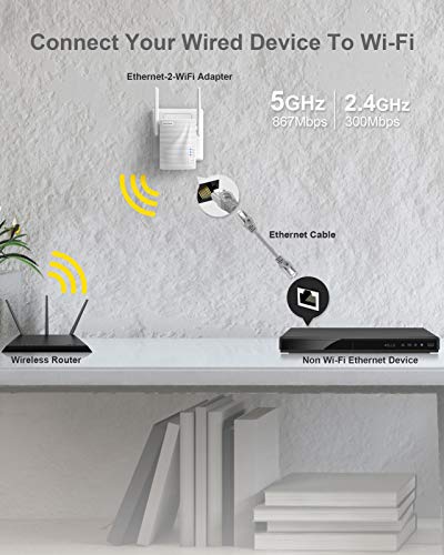 BrosTrend 2.4GHz/5.8GHz AC7 WiFi to Ethernet Adapter 802.11a/b/g/n 1200Mbps Wireless Bridge