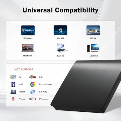 juwuoi Portable PT-A02 External CD/DVD Drive USB 3.0