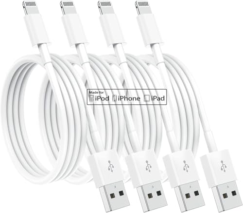 Susnwere 4 Pack Lightning Charging Cables 6ft MFi Certified compatible with iPhone and iPad