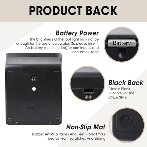 YesBes 2 Pack 12 Digit Desktop Calculator Solar & Battery Power 4.25 Inch Display