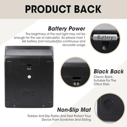 YesBes 2 Pack 12 Digit Desktop Calculator Solar & Battery Power 4.25 Inch Display