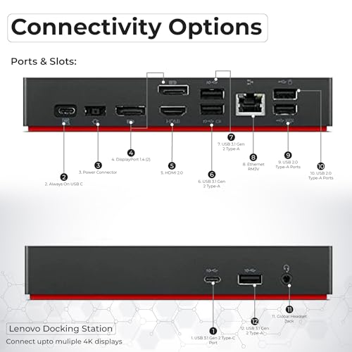 ANYHDD Docking Station 90W DOCK-40AY0090US-Renewed 6 USB Ports 1 HDMI 1 DisplayPort