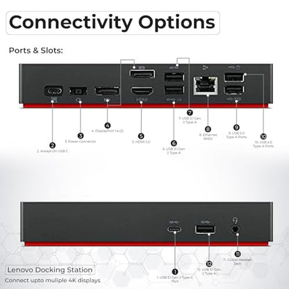 ANYHDD Docking Station 90W DOCK-40AY0090US-Renewed 6 USB Ports 1 HDMI 1 DisplayPort