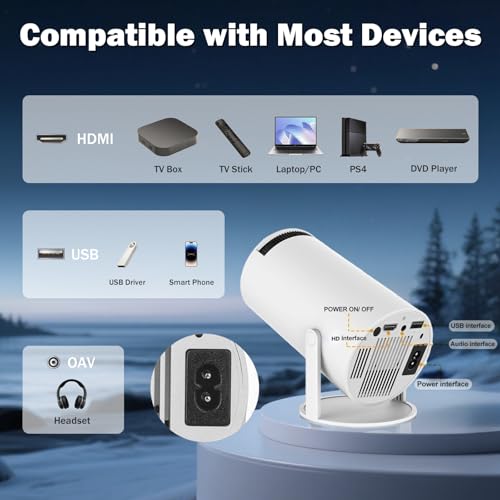 WellSonic 5.27" Mini Projector Hy300 Pro 1280 x 720 200 ANSI LED Portable