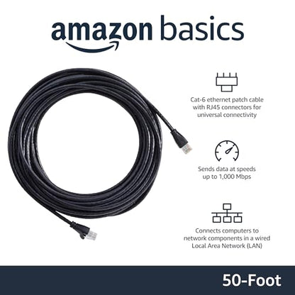 Amazon Basics 50 Foot Cat 6 Ethernet Patch Internet Cable, RJ45 Connector, 1000 Mbps Data Transfer Rate