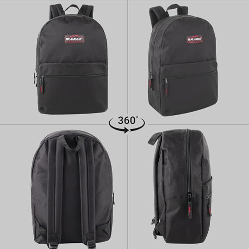 Trail Maker 4041 Black Daypack Backpack for Kids - 17" Size - Adjustable Padded Straps - 20 Liters