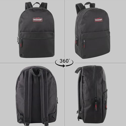 Trail Maker 4041 Black Daypack Backpack for Kids - 17" Size - Adjustable Padded Straps - 20 Liters