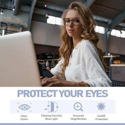ORANZI 55mm OZ01 Blue Light Blocking Reading Glasses 1.5D Polycarbonate Full Rim Cat-Eye Style
