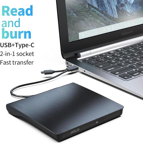 JKNJX Slim External DVD Drive XD013 USB 3.0 Type-C