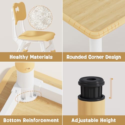 Brelley Kids Table and 2 Chairs Set BY-08 Height Adjustable Rectangular Polypropylene