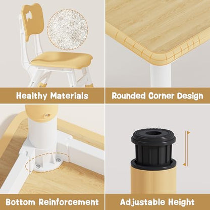 Brelley Kids Table and 2 Chairs Set BY-08 Height Adjustable Rectangular Polypropylene