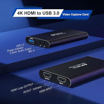 Portta HDMI Video Capture Card HCC101-BK 1080p 60Hz 2 Port HDMI Video Capture