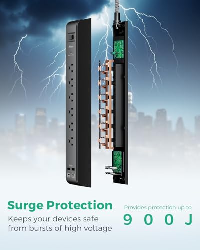Mifaso 5-Foot Surge Protector Power Strip THU6046 125 Volts 15 Amps 8 Outlets USB 2 Ports