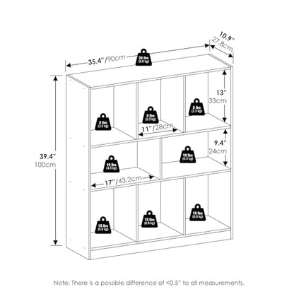 Furinno DALY Horizontal Cube Storage Organizer Bookcase 24121WH