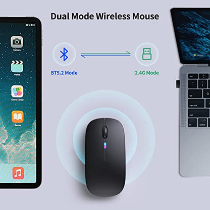 KANMABPC Wireless Bluetooth Mouse 4.4" x 2.3" Ambidextrous 33ft Range PC