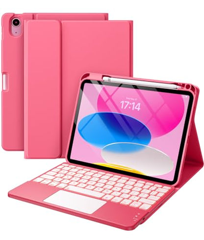 Harvopu 10.9-inch iPad 10th Generation Case, Model A2696/A2757/A2777, Soft Cover with Trackpad, Backlit Keyboard, Type-C Charging