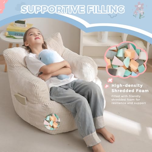 MAXYOYO Kids Bean Bag Chair, Model K01-BE, Beige