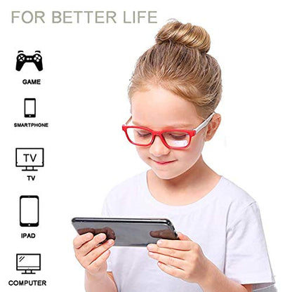 AHXLL Kids 2 Count Qsweet Blue Light Blocking Reading Glasses Transparent Purple and Pink