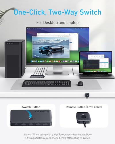 Anker 5.3 x 2.76 x 0.74 inches A83K8 KVM Switch 3 Amps 120 Volts Normally Open HDMI™️
