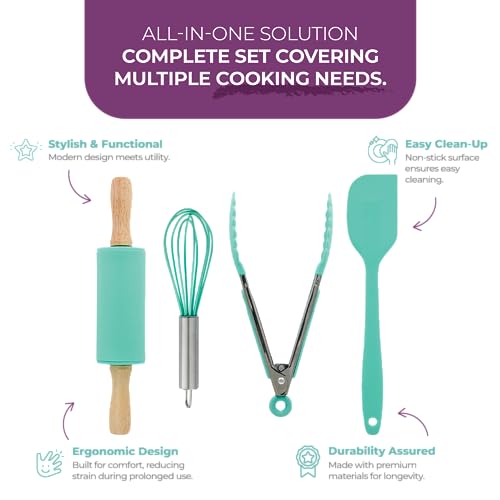 TOVLA JR. Child-Sized A48 Safe Silicone Cooking Utensils Set