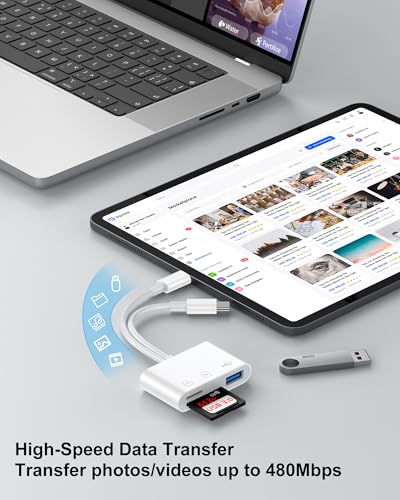 Haoano SD Card Reader SD/TF Multi-Card USB Type C and Lightning Adapter