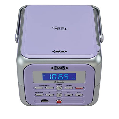 Jensen CD-660 120W Stereo Portable CD Player with Bluetooth Audio Connectivity (Lilac Purple)