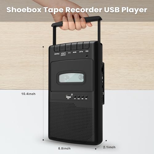 Mersoco 12.64 x 7.52 x 2.72 inches T300-m02 Portable Tape Recorder 3.5MM Headphone Jack