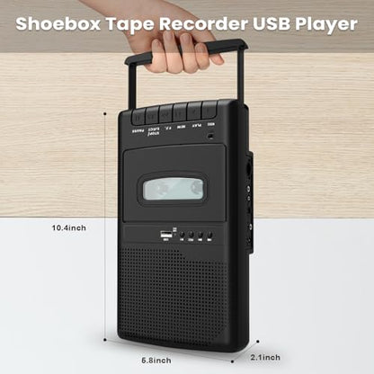 Mersoco 12.64 x 7.52 x 2.72 inches T300-m02 Portable Tape Recorder 3.5MM Headphone Jack
